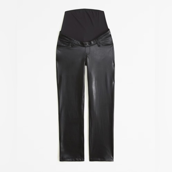 Abercrombie & Fitch maternity vegan leather 90s straight pants NWT - Picture 1 of 7